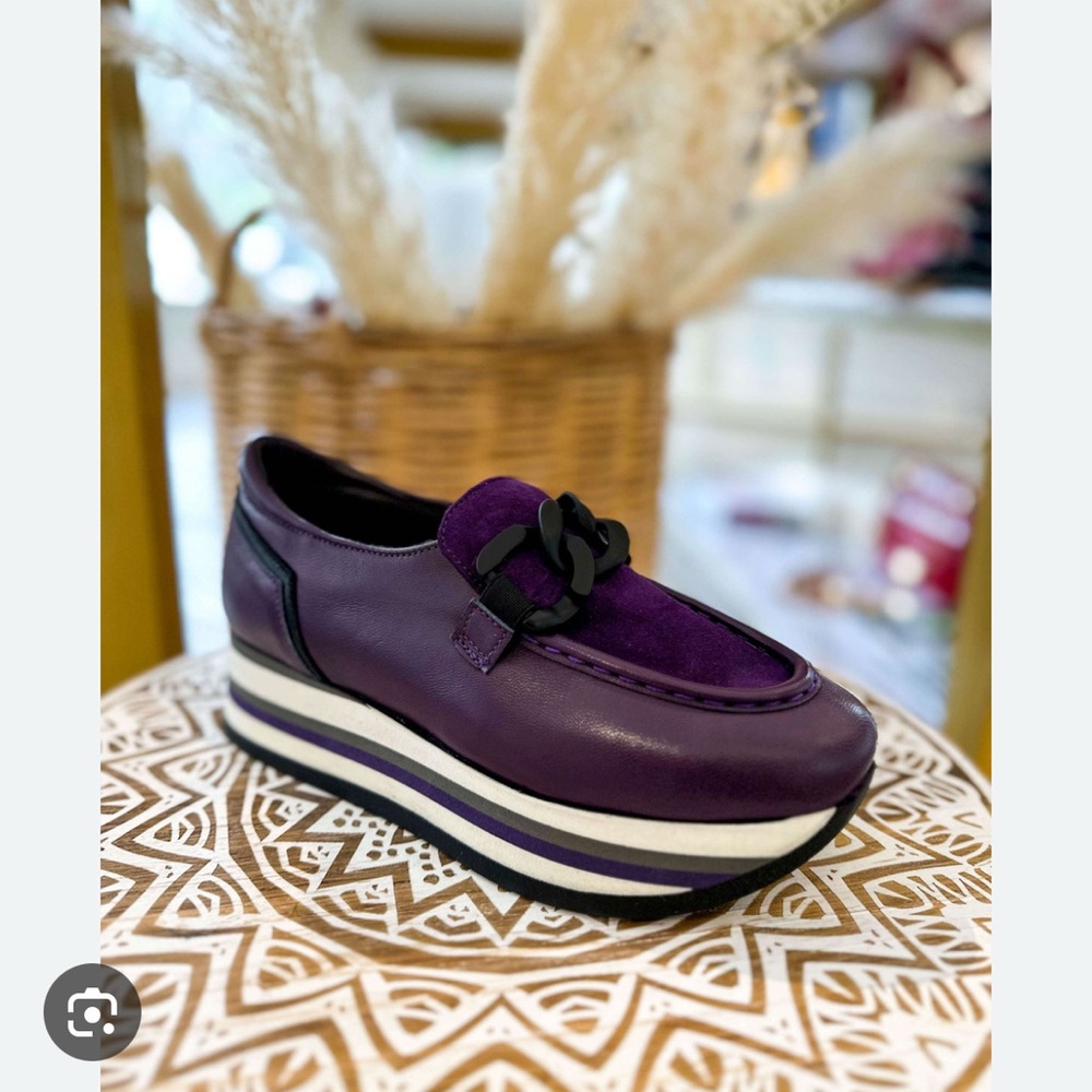 SOFTWAVES BRAND NEW Elegant Purple Platform Loafers for Women